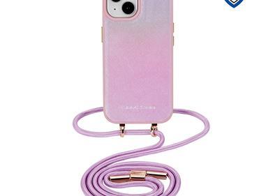 iPhone 15 METKASE (Magnetic) Premium Two Tone Hybrid PU Leather With Lanyard - Purple product