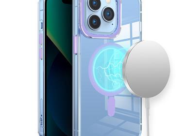  iPhone 15 Matching Clear Transparent Circle Design Case Cover - Purple product