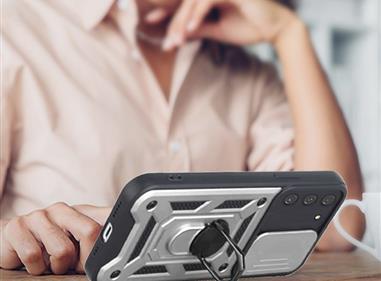  Samsung Galaxy S21 FEELITE Camera Push Magnetic Ring Stand Hybrid Case Cover - Silver product