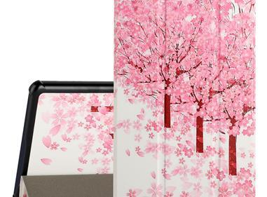 Samsung Galaxy Tab A7 Lite 8.7 inch Trifold Magnetic Closure PU Leather Case Cover - Sakura Floral product