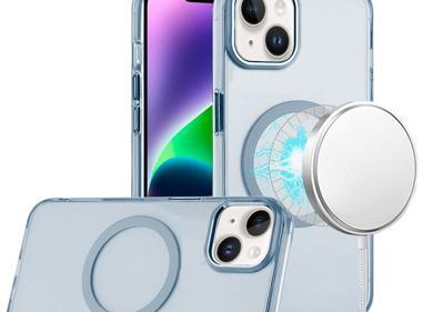 iPhone 14 Plus Magnetic Circle Ring Clear Hybrid Case | Premium Acrylic, Metal Buttons & Raised Camera Lip product