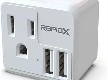 RapidX PowX Wall Outlet with DUAL USB Charger - White product