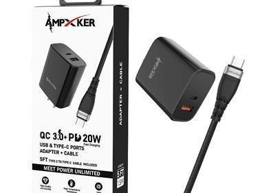 COMBO - USB & Type C - Dual Port - Adapter + 5FT Cable - Black product
