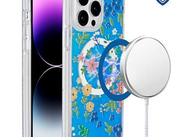 iPhone 15 METKASE IMD Design Pattern [Magnetic Circle] Premium Hybrid Case - Blue Pattern product