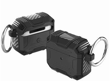 AirPods 1/2 Rugged ShockProof Hybrid With Metal Hook Case Cover - Black product