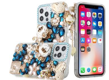 iPhone 15 Full Diamond with Ornaments Case Cover - Ultimate Multi Ornament Blue product