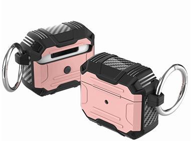 AirPods Pro2 (2022 2nd Version) Rugged ShockProof Hybrid With Metal Hook Case Cover - Rose Gold product