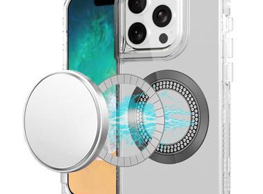 iPhone 16 Pro Max 6.9-Inch Magnetic Ring Circle Bling Chrome 3-in-1 Hybrid Case – Glitter Shockproof Cover with Kickstand & Car Mount Support product
