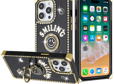 iPhone 15 Pro Passion Hearts Smiling Diamond Ring Stand Case Cover product