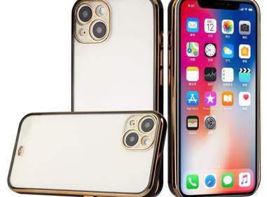 iPhone 13 Pro Gold Plated Chrome Transparent Thick TPU Hybrid Case Cover – Elegant Shockproof Protection product