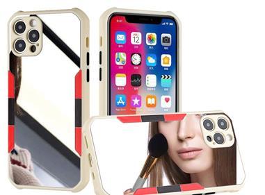 iPhone 12 Pro (Camera Punch) Mirror on Silver Film Hybrid Case Cover - White product