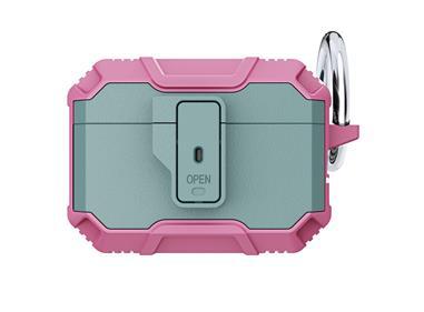 AirPods 3 Tough Heavy Duty Hybrid With Open Button Case Cover - Teal/Pink product