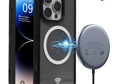  iPhone 15 METKASE Basic Transparent [Magnetic Circle] Premium Hybrid - Transparent + Black product