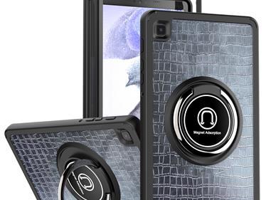 Samsung Galaxy Tab A7 Lite 8.7 inch Tablet Unique Design Magnetic Ring Stand Case Cover - Black Croc product