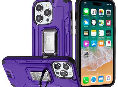  iPhone 15 Strong Tough Metallic Design Hybrid Premium Kicstand - Dark Purple product