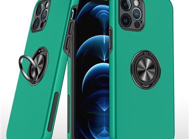 iPhone 15 CHIEF Oil Painted Magnetic Ring Stand Hybrid Case Cover - Dark Green product