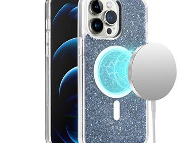  iPhone 15 Epoxy Glitter [Magnetic Circle] ShockProof Hybrid 2.5mm Thick - Black product