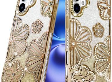 iPhone 17 Luxury Flower Glitter Case – 3D Diamond Design Available in Multiple Colors. product