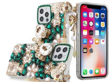  iPhone 15 Full Diamond with Ornaments Case Cover - Ultimate Multi Ornament Green product