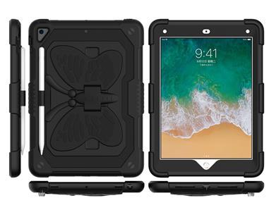 Apple iPad 8/7 10.2 inch Butterfly Kickstand 3in1 Tough Hybrid Case Cover with Shoulder Strap - Black/Black product