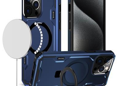 iPhone 15 Magnetic Ring Stand Simplistic Tough Hybrid Case Cover - Blue product