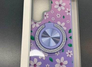 Samsung A36 Premium Case (Black/White Floral w/ Jeweled Ring) product
