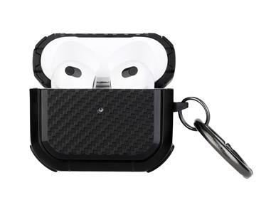 AirPods Pro2 (2022 2nd Version) Carbon Fiber Design Hybrid With Metal Hook Case Cover - Black product