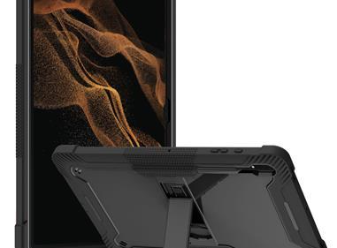 Samsung Tab S8 Ultra Tough Tablet Strong Kickstand Hybrid Case Cover - Black product