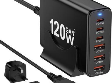 120W GaN 3 USB-C & USB-A Fast Charger with Multi-Plug Adapter product
