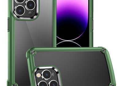 iPhone 15 Ultimate CaseX Transparent Hybrid Case with Metal Buttons And Camera Edges - Might Green product