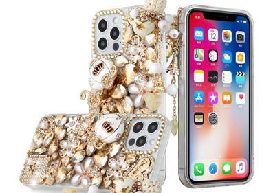  iPhone 15 Full Diamond with Ornaments Case Cover - Ultimate Multi Ornament Gold product