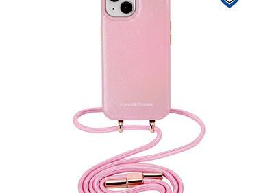iPhone 15 METKASE (Magnetic) Premium Two Tone Hybrid PU Leather With Lanyard - Pink product