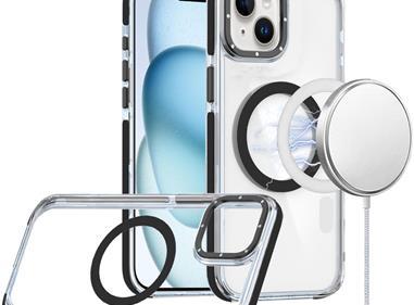 iPhone 15 Matching Color Frame Strong Magnetic Ring Circle Transparent HQ Thick Hybrid - Black product