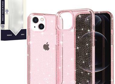  iPhone 15 METKASE Magnetic Glitter Ultra Thick 3mm Transparent Hybrid in Slide-Out Package - Pink product