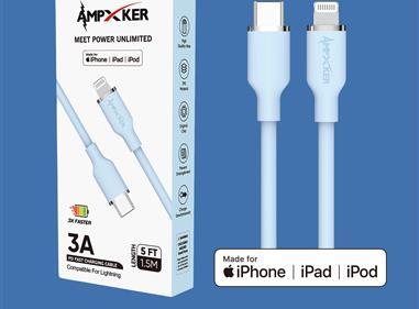 5 FT [TypeC - LIGHTNING] - MFI Apple Certified - 3A Fast Charging Silicone Cable - Blue product