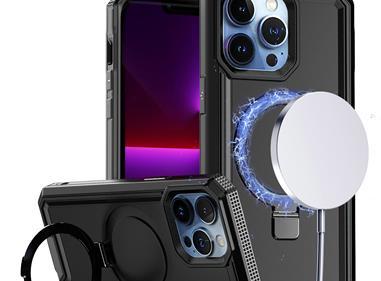 iPhone 15 Aligned [Magnetic Circle] Kickstand Tough Strong ShockProof Hybrid - Black product
