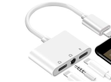 Lightning to Headphone Adapter 3.5mm Jack Headphone Adapter 3 in 1 Earphone and Charging Splitter for iPhone 12/11/SE/XS/XR/X/8/7 and iPad product