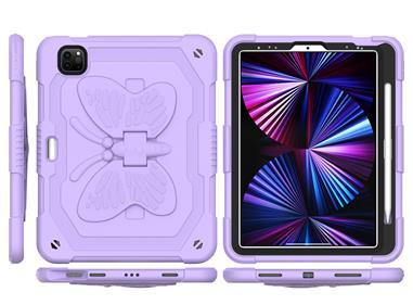 Samsung A9 Plus 11 inch Butterfly Kickstand 3in1 Tough Hybrid Case Cover with Shoulder Strap - Light Purple product