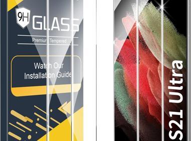 Pack of 3 Samsung Galaxy S21 Ultra Tempered Glass Screen Protectors – Case Friendly, HD Clear & Bubble-Free Application product