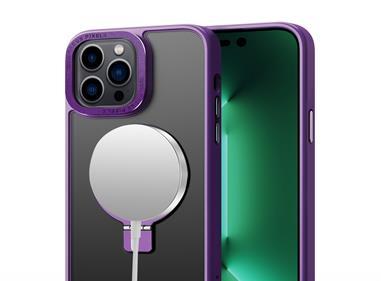 iPhone 15 Metal Chrome Kickstand [Magnetic Circle] Shockproof Matching Camera Hybrid - Purple product