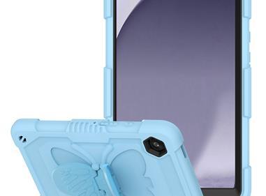 Samsung A9 8.7inch Butterfly Kickstand 3in1 Tough Hybrid Case Cover with Shoulder Strap - Light Blue product