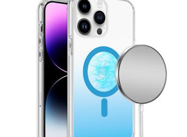 iPhone 14 PRO 6.1" Greatest Clear Acrylic [Magnetic Circle] Tough Shockproof Hybrid Case with Metal Buttons – Heavy-Duty & MagSafe Compatible product