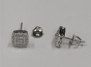 Solid 925 Silver Iced Hip Hop Square Earrings 8mm product