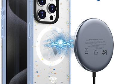 iPhone 15 METKASE Iridescent Spots [Magnetic Circle] Hybrid - Blue+iridescent Spots product