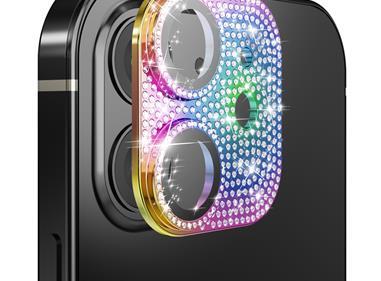 Apple iPhone 11/12 mini Diamond Bling Camera Lens Full Tempered Glass - Mixed Color product