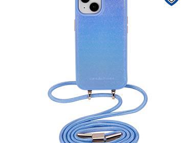 iPhone 15 METKASE (Magnetic) Premium Two Tone Hybrid PU Leather With Lanyard - Blue product