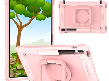 Samsung Tab S8 Plus / S7 Plus / S7FE Tablet Tough Hybrid Rotating 360 Degree Kickstand - Rose Gold product