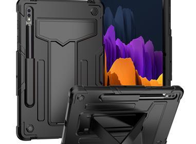 Samsung Tab S8 / Tab S7 Tablet Vertical 3in1 Tough Hybrid Kickstand - Black/Black product
