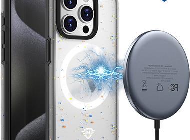  iPhone 15 METKASE Iridescent Spots [Magnetic Circle] Hybrid - Black+iridescent Spots product