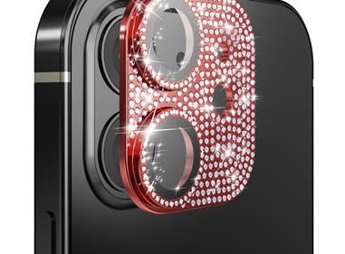 Apple iPhone 11/12 mini Diamond Bling Camera Lens Full Tempered Glass - Red product
